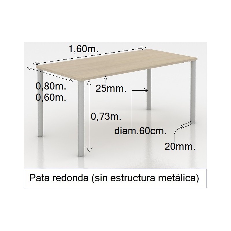 Mesa MODI-1600 patas redondas