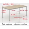 Mesa MADI-2000 x 800 patas cuadradas