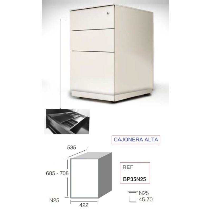 Cajonera BP35 dos cajones + archivo