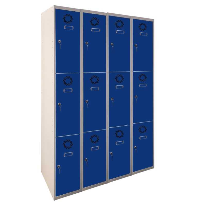 Taquilla metálica 3 puertas 4 cuerpos