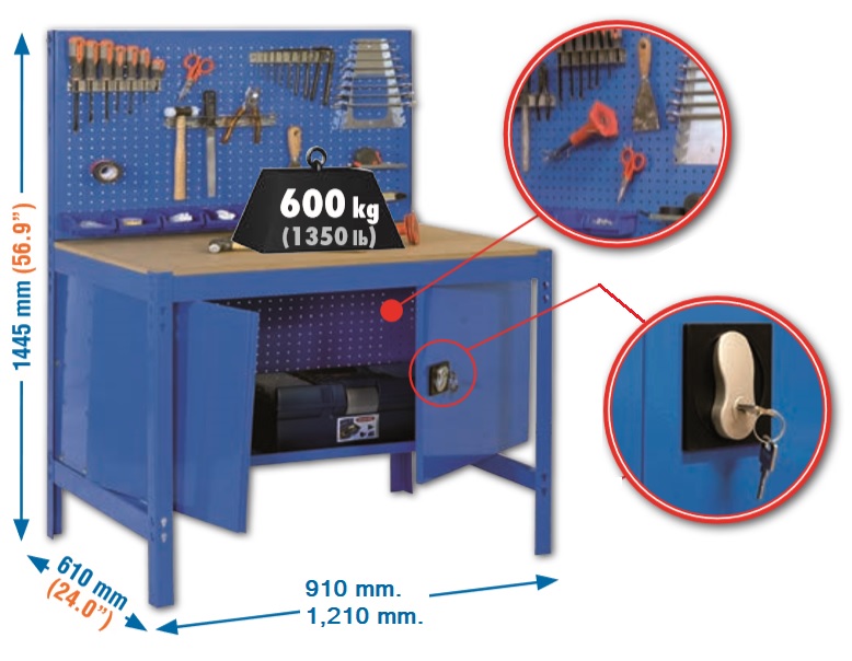 Banco de trabajo con armario incluido