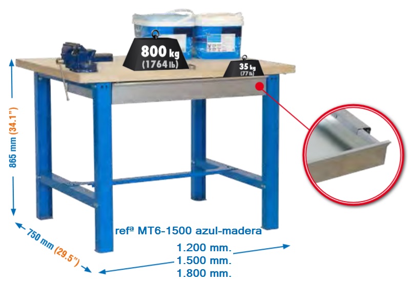 Banco de trabajo simple, con cajón.