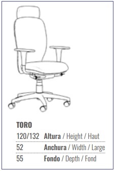 Medidas Sillon para oficina modelo TORO